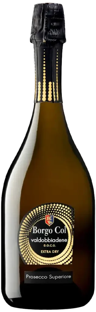 Home Fles Valdobbiadene Prosecco Superiore Extra Dry van Borgo Col, uit Veneto, Italië.