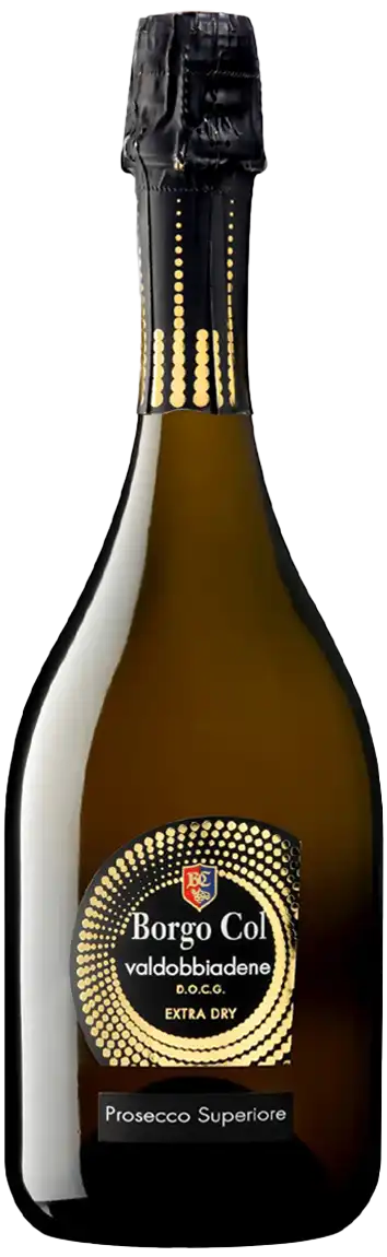 Home Fles Valdobbiadene Prosecco Superiore Extra Dry van Borgo Col, uit Veneto, Italië.